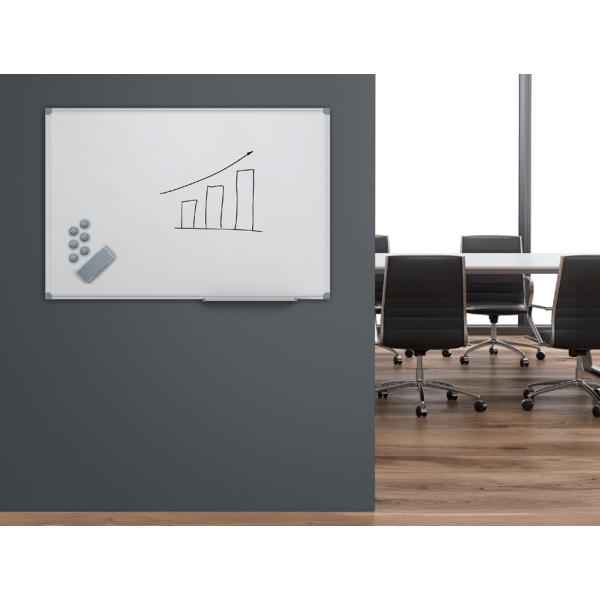 900 x B MAUL Weiß Wandtafel mit Holzrahmen - H 600 mm