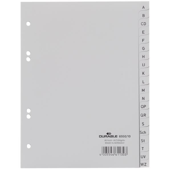 DURABLE Kunststoff Register DIN A4 PP 10-teilig grau