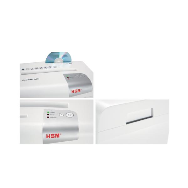 10 Blatt mit CD-Schredder Sicherheitsstufe P-2 Streifenschnitt HSM shredstar S10 Aktenvernichter
