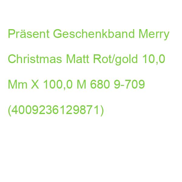Präsent Geschenkband Merry Christmas Matt Rot/gold 10,0 Mm X 100,0 M 680 9-709 (4009236129871)