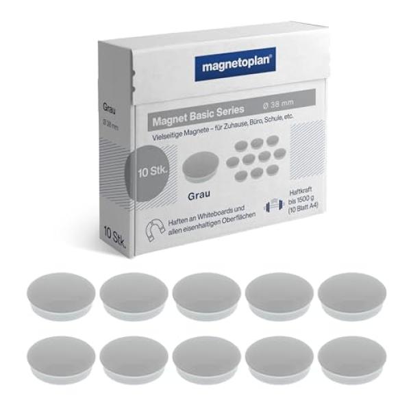Rundmagnet 'Basic', 38 mm, grau magnetoplan 1863801 (4013695069708)