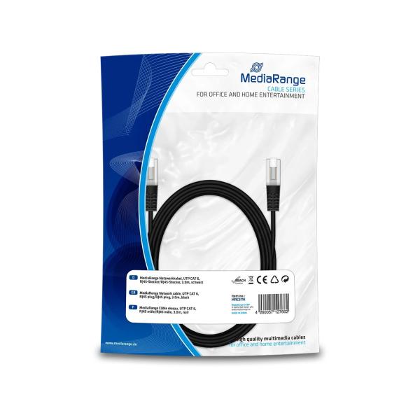 MEDIARANGE NETZWERKABEL CAT6 RJ45 3m MRCS116 schwarz