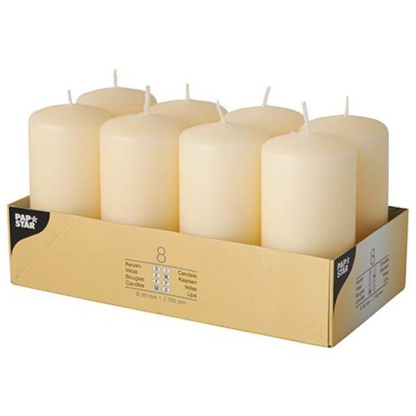 Stumpenkerze, Durchmesser: 50 mm, weiß, 8er PAPSTAR 17984 (4002911179840)