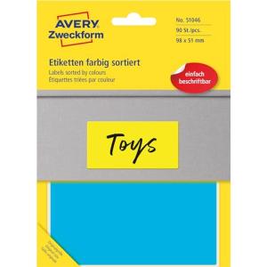 Vielzweck-Eiketten, 98 x 51 mm, farbig AVERY Zweckform 51046 (4004182510469)