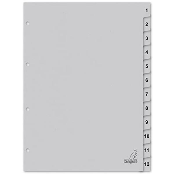Karton-Register ECO, Zahlen 1-12, DIN A4, 12-teilig kangaro K412C (8712127109109)
