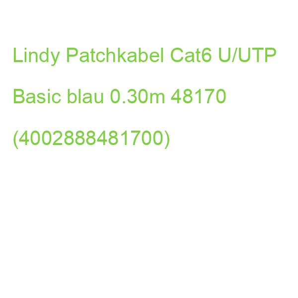 LINDY Patchkabel Cat6 U/UTP Basic blau 0.30m 48170 (4002888481700)