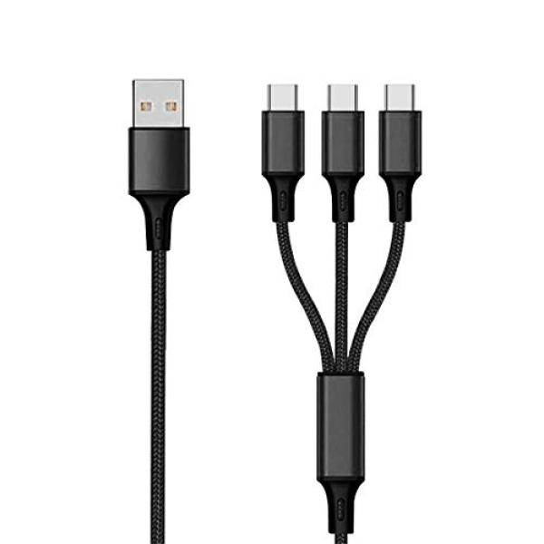 2GO 3in1 USB Ladekabel USB Type-C Nylon 1,5m schwarz 797156 (4010425971560)