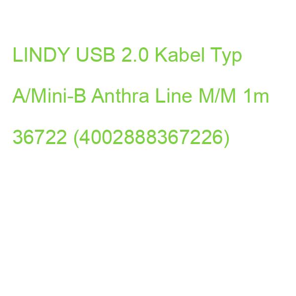 LINDY USB 2.0 Kabel Typ A/Mini-B Anthra Line M/M 1m 36722 (4002888367226)