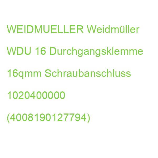 Weidmüller WDU 16 Durchgangsklemme 16qmm Schraubanschluss 1020400000 (4008190127794)