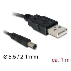Delock Kabel USB Power > DC 5,5 x 2,1 mm Stecker 1,0 m 82197 (4043619821976)
