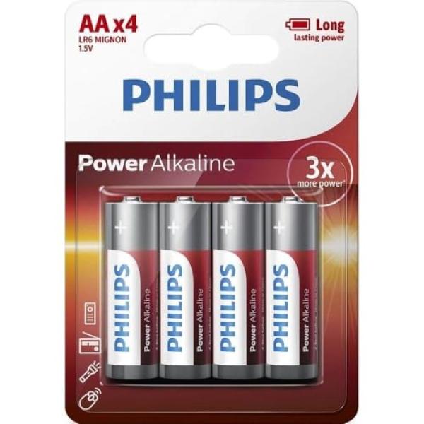 1x4 Philips Power Alkaline AA Batterie Phil-LR6P4B/10