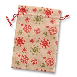 Beutel in Juteoptik, natur mit Schneeflocke folia 641 (4001868085563)