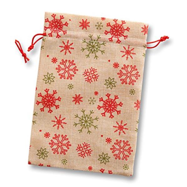 Beutel in Juteoptik, natur mit Schneeflocke folia 641 (4001868085563)