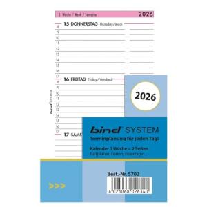 Ersatzkalendarium Wochenplan A7, 1 Woche 2 Seite BIND 570226 (4021068026340)