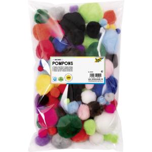 Pompons, 30 Stück, Größen sortiert, Pastellfarben folia 50397 (4001868073515)