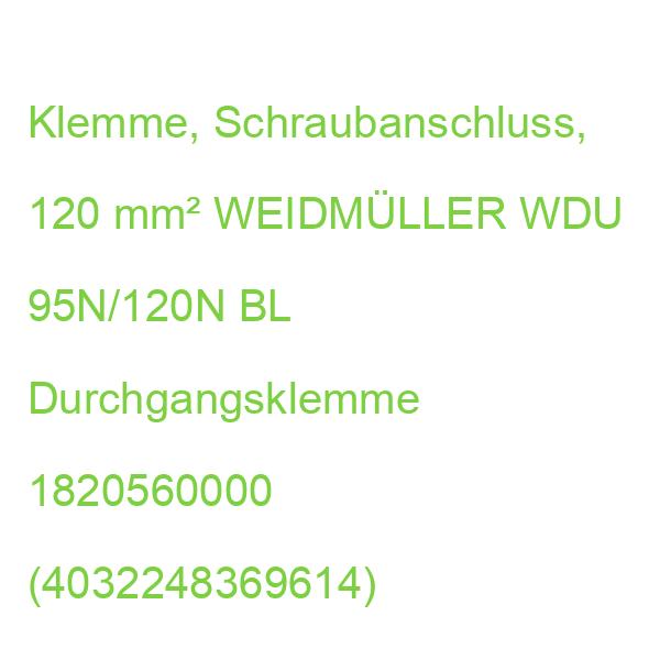WDU 95N/120N BL Durchgangsklemme WEIDMÜLLER 1820560000 (4032248369614)