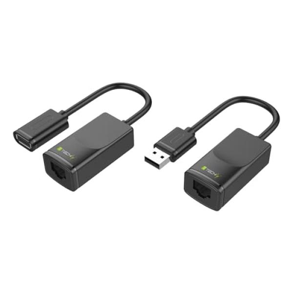 TECHLY USB1.1 Extender erweitert die Reichweite von USB Geraeten von einem USB-faehigen Computer bis 60m via Cat RJ45 Ka