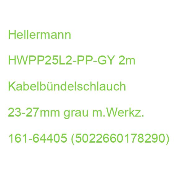 Hellermann HWPP25L2-PP-GY 2m Kabelbündelschlauch 23-27mm grau m.Werkz. 161-64405 (5022660178290)