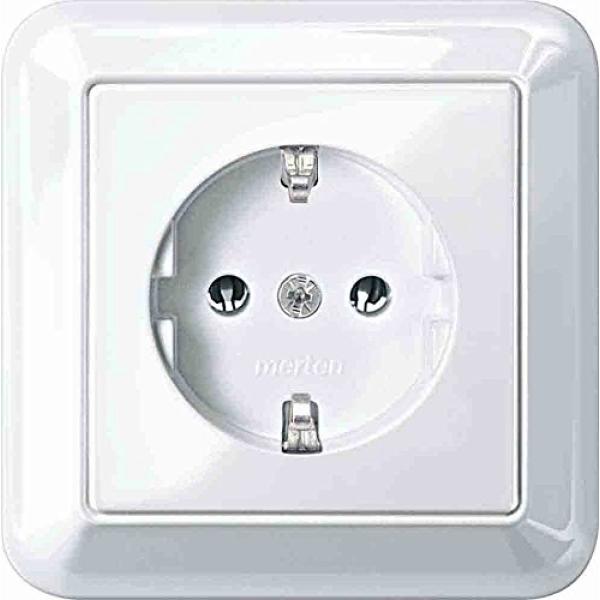 schutzkontakt m. Abd., polarweiß MERTEN schutzkontakt-Steckdose mit voller Abdeckplatte MEG2301-1219 (4042811138585)