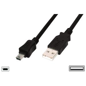 USB 2.0 Kabel, USB-A Stecker > mini USB Stecker (schwarz, 1,8 Meter) AK-300108-018-S (4016032282907)