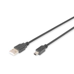 USB 2.0 Kabel, USB-A Stecker > mini USB Stecker (schwarz, 1,8 Meter) AK-300108-018-S (4016032282907)