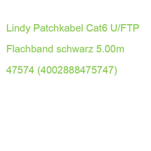 LINDY Patchkabel Cat6 U/FTP Flachband schwarz 5.00m 47574 (4002888475747)