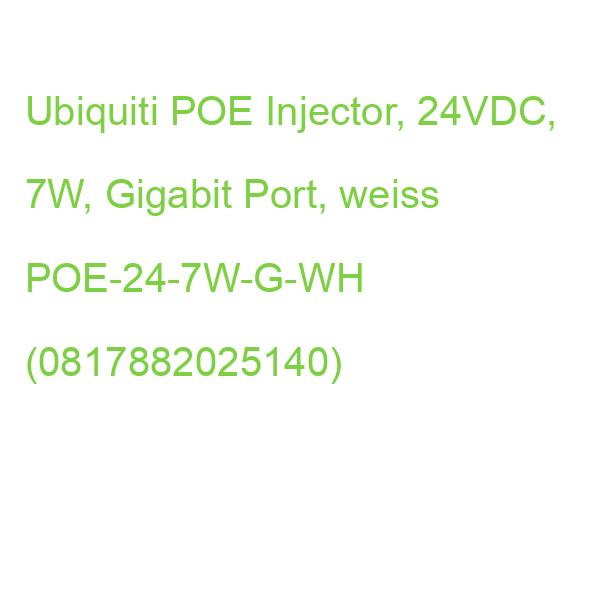Ubiquiti POE Injector, 24VDC, 7W, Gigabit Port, weiss POE-24-7W-G-WH (0817882025140)