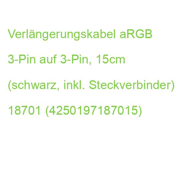 Verlängerungskabel aRGB 3-Pin auf 3-Pin, 15cm (schwarz, inkl. Steckverbinder) 18701 (4250197187015)