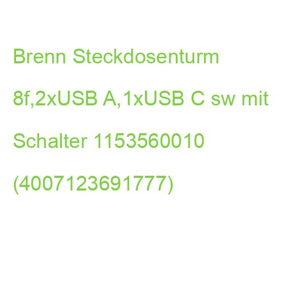 Steckdosenturm 8-fach, 2x USB-A, 1x USB-C (schwarz, 2 Meter Kabel, mit Sicherheitsschalter) 1153560010 (4007123691777)