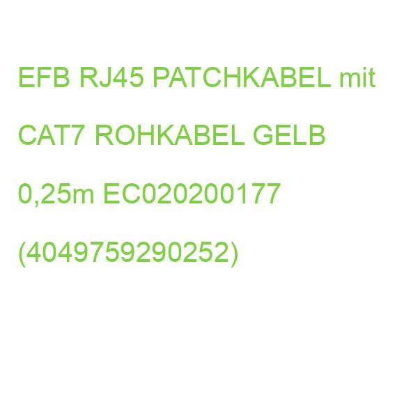 EFB RJ45 PATCHKABEL mit CAT7 ROHKABEL GELB 0.25m EC020200177 (4049759290252)
