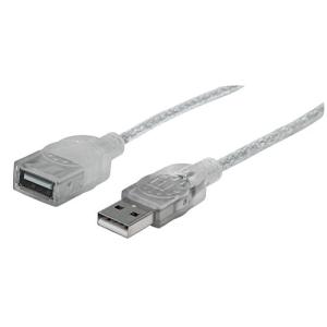 MANHATTAN Hi-Speed USB 2.0 Verlängerungskabel USB 2.0 Typ A Stecker - Typ A Buchse 480 Mbps 1,8m Silber 336314 (07666233