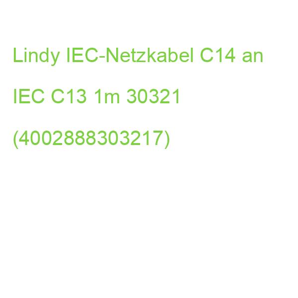 LINDY IEC-Netzkabel C14 an IEC C13 1m 30321 (4002888303217)