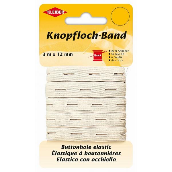 Knopflochband, 12 mm x 3 m, weiß KLEIBER 71091 (4009691710911)