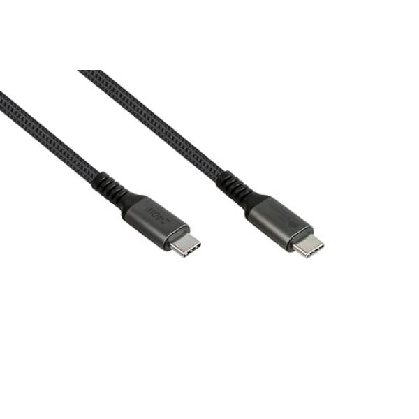 GoodConnections USB-C 2.0 (ST-ST) 1m Anschlusskabel Textilmantel 240W Anthrazit 2240-CCT010A