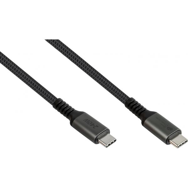 GoodConnections USB-C 2.0 (ST-ST) 2m Anschlusskabel Textilmantel 240W Anthrazit 2240-CCT020A