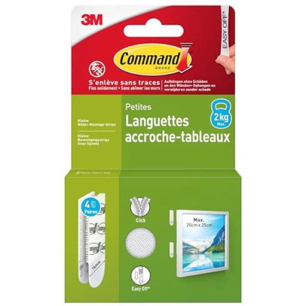 3M Bilder-Montagestreifen Strips, Größe: S, weiß Command 17202WHI-4-FGN (4064035176686)