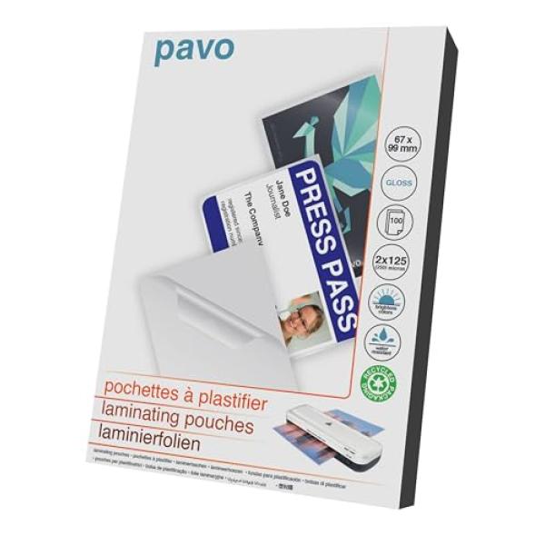Laminierfolientasche, 67 x 99 mm, glänzend, 250 mic pavo 8005994 (8717448005994)