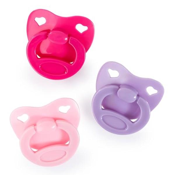 BAYER Puppenschnuller-Set 3teilig verschiedene Farben pink/rosa/lila (4003336791044)