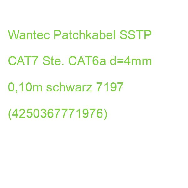 Wantec Patchkabel SSTP CAT7 Ste. CAT6a d=4mm 0,10m schwarz 7197 (4250367771976)
