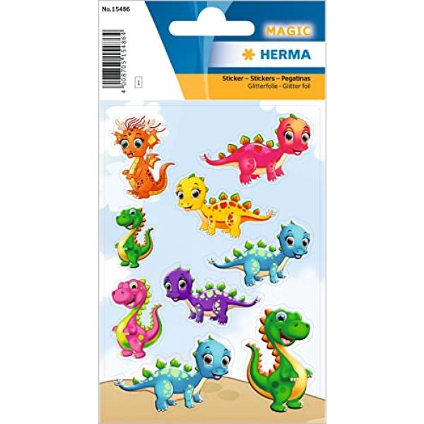 Sticker MAGIC 'kleine Dinos', aus Glitterfolie HERMA 15486 (4008705154864)