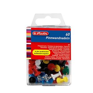 Pinnwand-Nadeln, farbig sortiert, Inhalt: 60 Stück herlitz 300010465 (4008118770408)