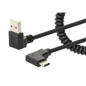 MANHATTAN Spiralkabel USB-A auf USB-C Ladekabel 1m schwarz 356220 (0766623356220)