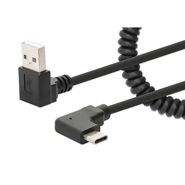 MANHATTAN Spiralkabel USB-A auf USB-C Ladekabel 1m schwarz 356220 (0766623356220)
