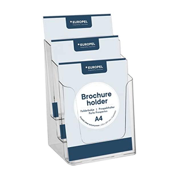 Tisch-Prospekthalter, A4 hoch, 3 Fächer, glasklar EUROPEL 350101 (8713931501011)
