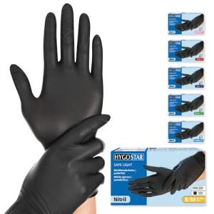 Hygostar Unisex Einmalhandschuhe Safe Light Schwarz Größe M, 100 St. 27058 (4015544270587)