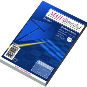 Briefumschlag mit Fenster C6, 75g m² selbstklebend 25 Stück weiß MAILMEDIA 30002359 (4003928212261)
