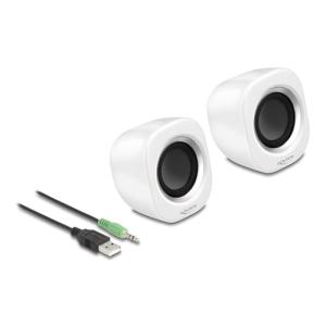 Mini Stereo PC Lautsprecher mit 3,5 mm Klinkenstecker und USB Stromversorgung weiß 27008