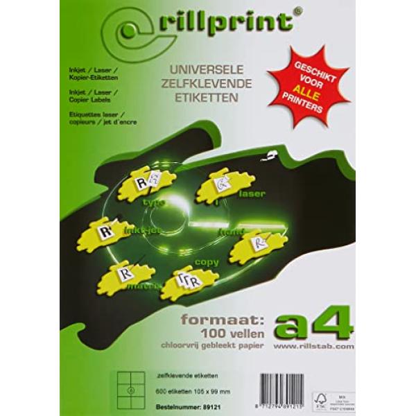 Universal-Etiketten, 105 x 99 mm, weiß rillprint R89121 (8712794891215)