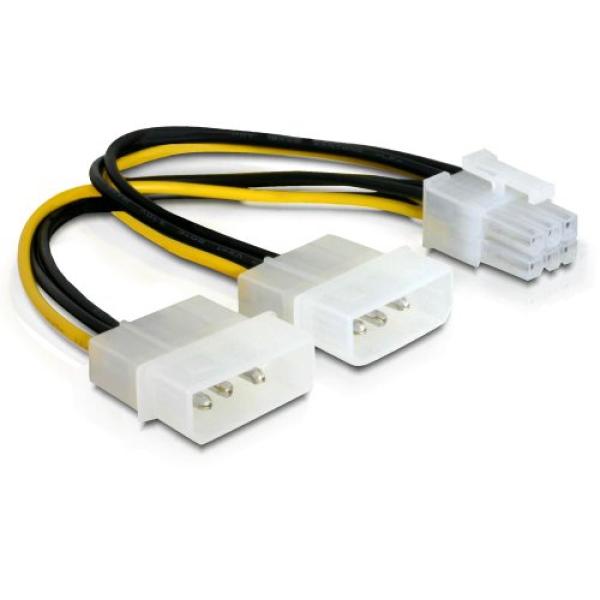 DELOCK Stromkabel 2x Molex 4pin St -> PCI Express 6pin intern 82315 (4043619823154)