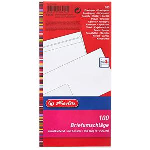 Herlitz Briefumschlag DL selbstklebend m.Fenster 100er Pack 764746 (4008110764740)